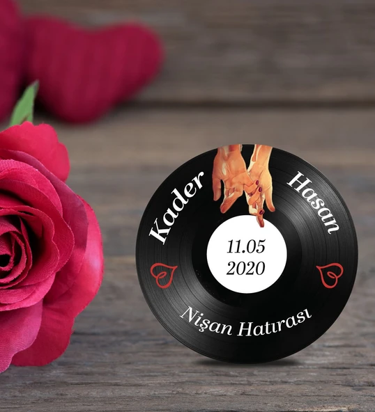 İsme Özel Ahşap Plak Magnet Söz Nişan Hatırası 50 Adet ürün görseli 1