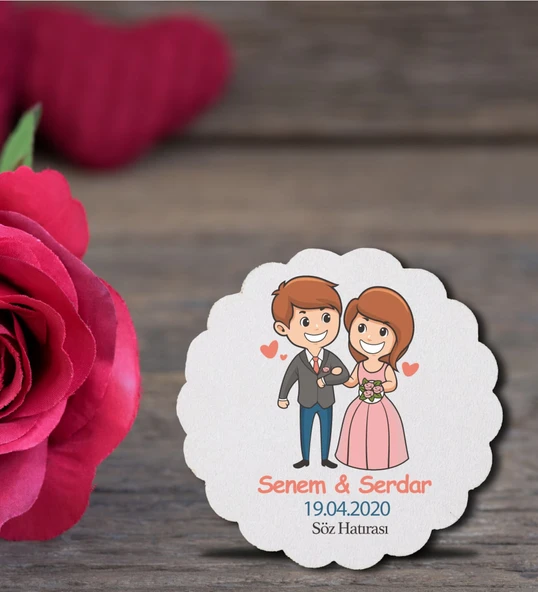İsme Özel Söz, Kına, Nikah, Nişan, Düğün Hatırası Ahşap Magnet ürün görseli 1