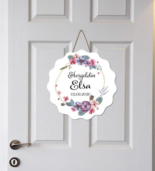 Meşgalem Rengarenk Çiçekler Temalı Kişiye Özel Kapı Süsü ürün görseli