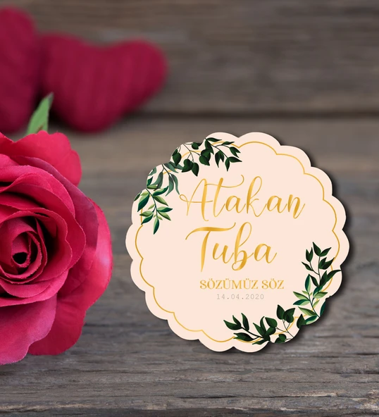 İsme Özel Söz, Nişan Hatırası Ahşap Magnet ürün görseli 1