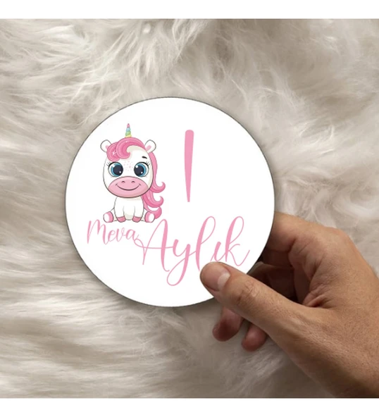 12 Aylık Ahşap Plak Seti Bebek Aylık Fotoğraf Kartları ürün görseli