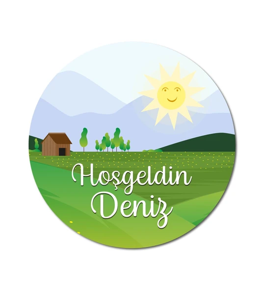 Meşgalem Yeşil Köy ve Güneş Temalı Kişiye Özel Kapı Süsü ürün görseli