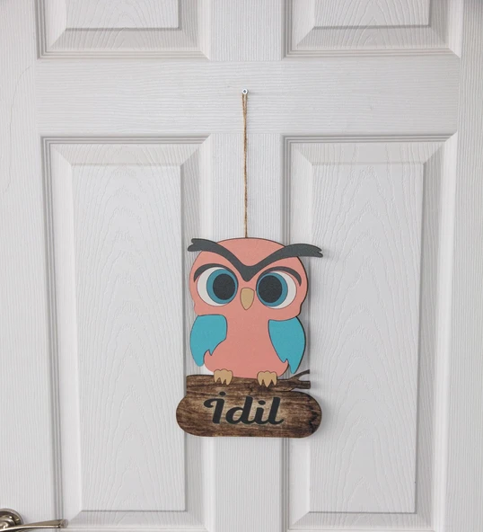 Baykuş Figürlü Bebek Ahşap Kapı Süsü ürün görseli