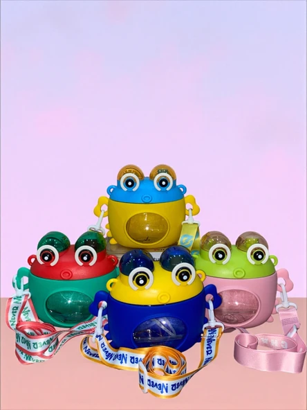 SARI RENK KURBAĞA ŞEKLİNDE EĞLENCELİ ÇOCUK MATARASI – 600 ML - 2