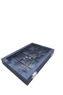 Yeni Cam Kapaklı İmera Deri Kumaş Lacivert Renk 34 cm / 24 cm Üçlü Set Tablası - Resim 2