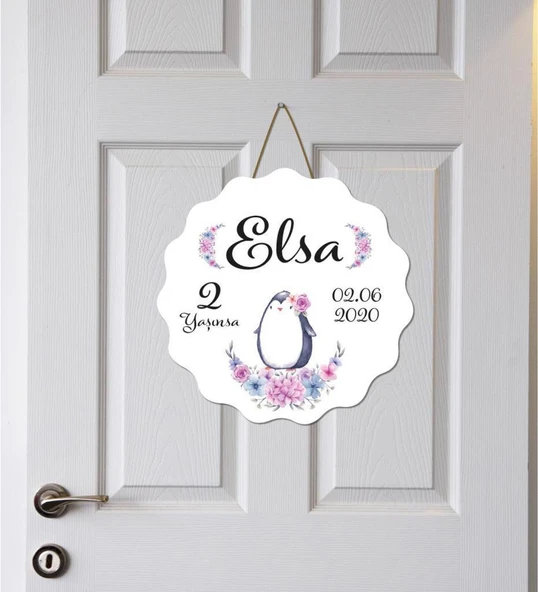 Meşgalem Minik Penguen Temalı Kişiye Özel Kapı Süsü ürün görseli