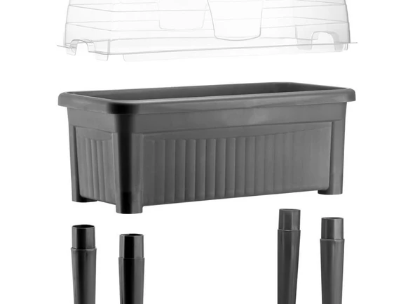 Omnipazar SO-ABS3 Fanuslu Ayaklı Bahçe Yetiştirme Saksı 60 lt Antrasit 3 Adet - Resim 2