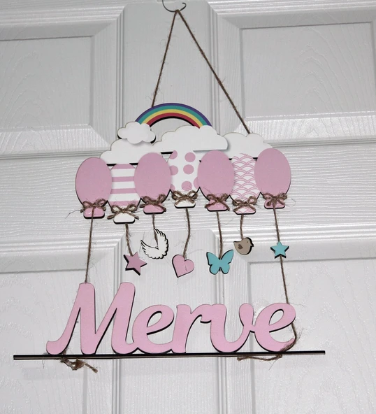 Kız Bebek Ahşap Kapı Süsü - Resim 2