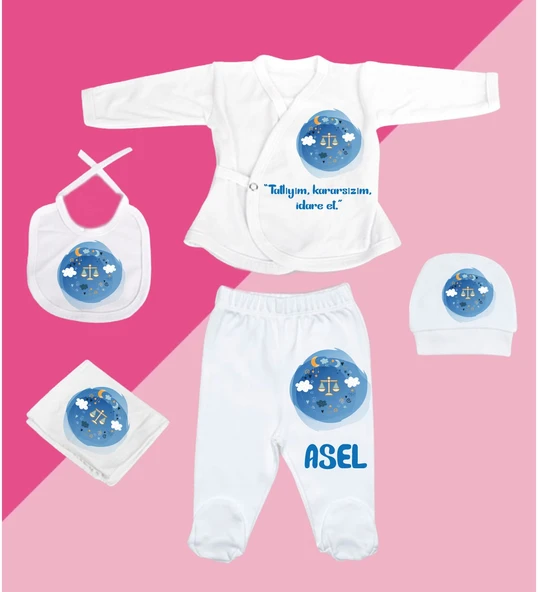 Meşgalem Kişiselleştirilebilir Hastane Çıkışı Burç Zıbın Setleri 12 Burç, 12 Tavır (TERAZİ) ürün görseli