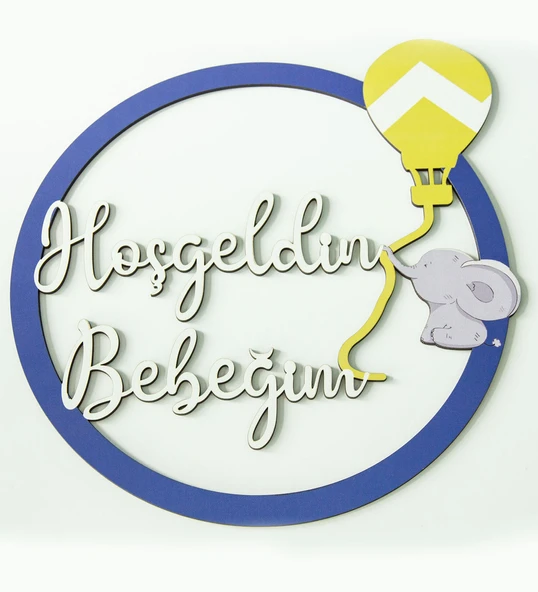 İsme Özel Hoşgeldin Bebeğim Yazılı Ahşap Kapı Süsü ürün görseli