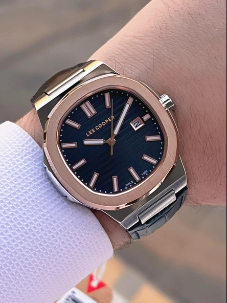 Lee Cooper Deri Kordon Takvimli Kadran 5 Atm Suya Dayanıklı 2 Yıl Garantili Erkek Kol Saati ELC.599 - Resim 2