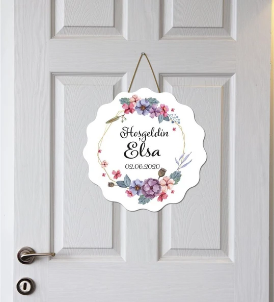 Meşgalem Çiçekle Çerçeve Temalı Kişiye Özel Kapı Süsü ürün görseli