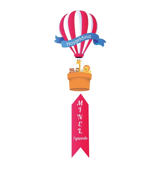 İsme Özel Ahşap Bebek Kapı Süsü Uçan Balon Temalı ürün görseli