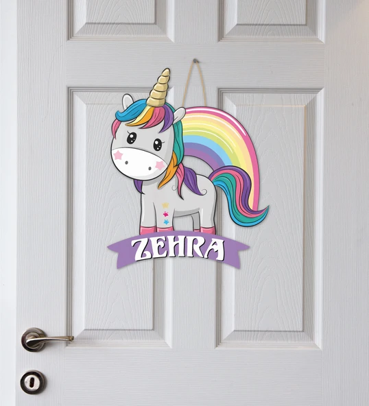 Meşgalem Minik Unicorn Temalı Kişiye Özel Kapı Süsü ürün görseli