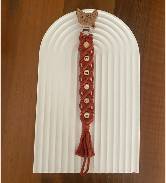 İsme Özel El Yapımı Makrome Emzik Zinciri - Resim 3