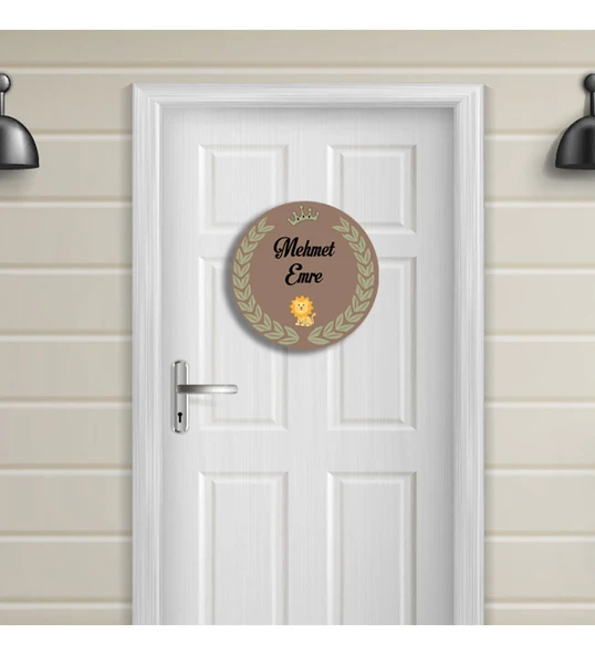 Aslan Figürlü Bebek Ahşap Kapı Süsü - Resim 2