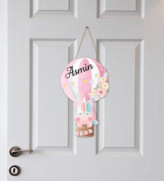 İsme Özel Bebek Odası Ahşap Kapı Süsü - Fil Figürlü ürün görseli