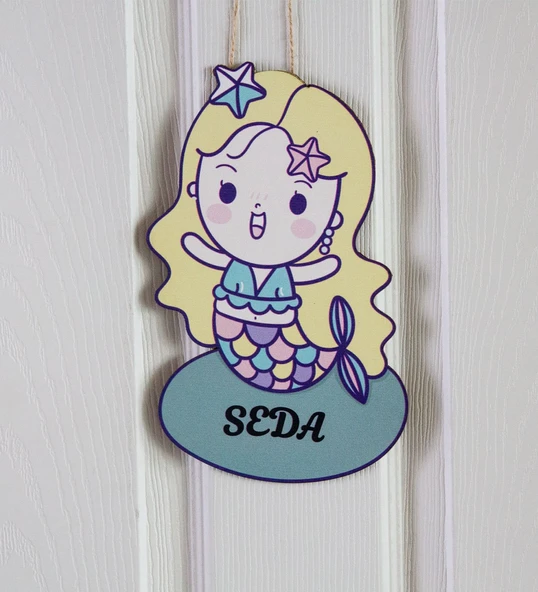 Meşgalem Balık Kız Temalı Kişiye Özel Kapı Süsü