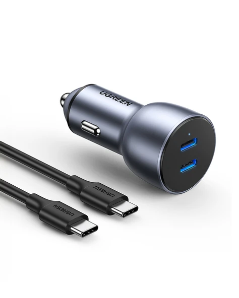 UGREEN 50W PD Hızlı Araç İçi Şarj Cihazı Çakmaklık Adaptörü 2xUSB-C, Uzay Grisi, 70594 - 2