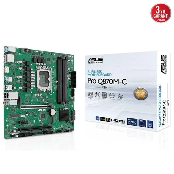 ASUS PRO Q870M-C CSM DDR5 HDMI-DP PCIE 5.0 1851P MATX KURUMSAL ANAKART ürün görseli
