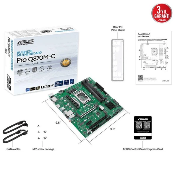 ASUS PRO Q870M-C CSM DDR5 HDMI-DP PCIE 5.0 1851P MATX KURUMSAL ANAKART - Resim 3