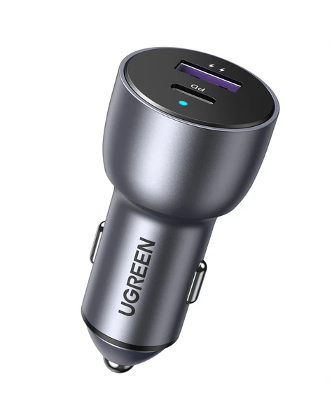 UGREEN 52.5W QC PD Hızlı Araç İçi Şarj Cihazı Çakmaklık Adaptörü 1xUSB-C, 1xUSB-A, Uzay Grisi, 60980 - 3