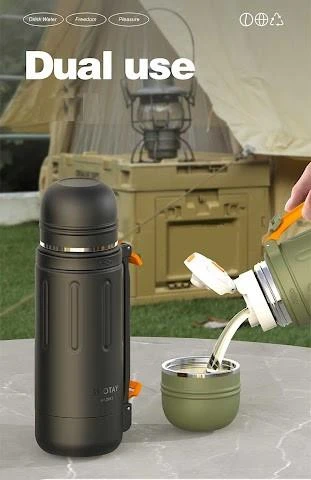 Shotay Durable Çelik Termos Matara 1500Ml Yeşil - 3