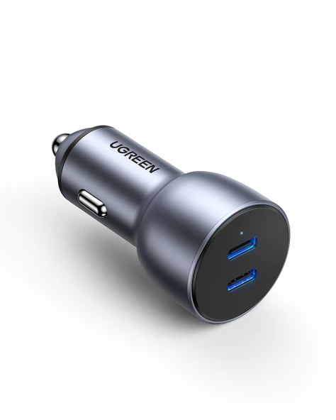 UGREEN 50W PD Hızlı Araç İçi Şarj Cihazı Çakmaklık Adaptörü 2xUSB-C, Uzay Grisi, 70594 - 3
