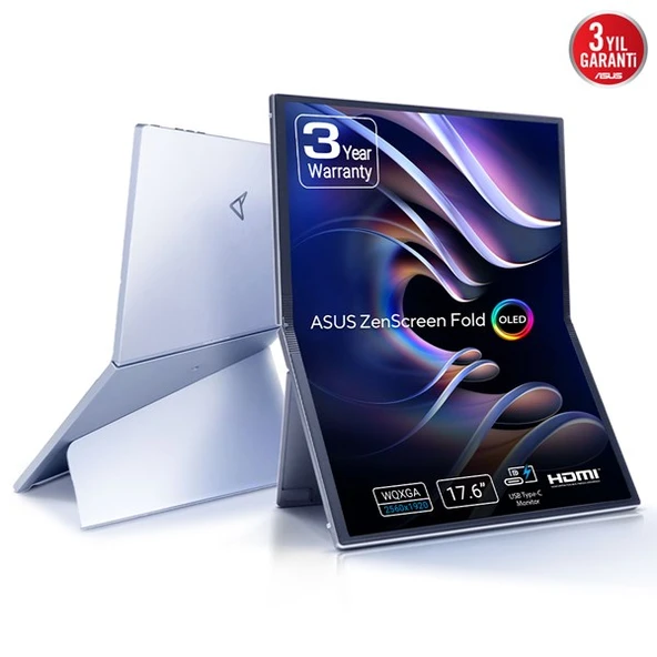 ASUS 17.3" OLED ZEN SCREEN FOLD MQ17QH 0.2MS 60HZ mHDMI-TYPEC KATLANABİLİR TAŞINABİLİR MONİRTÖR 2560X1920 ürün görseli