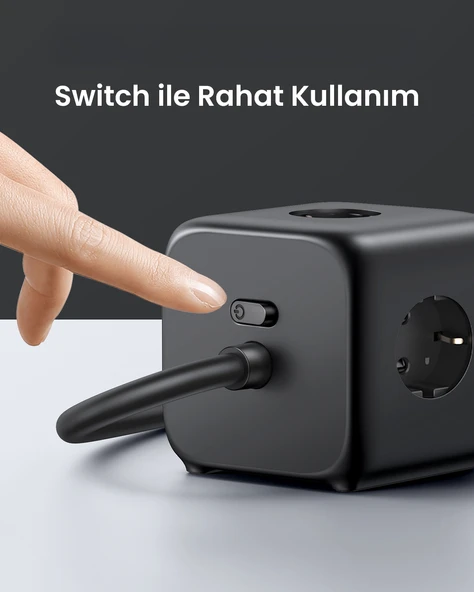 UGREEN DigiNest Cube 65W GaN 2 Hızlı Şarj Cihazı 2xUSB-C, 2xUSB-A, 3 lü Akım Korumalı Grup Priz, 60113 - 7