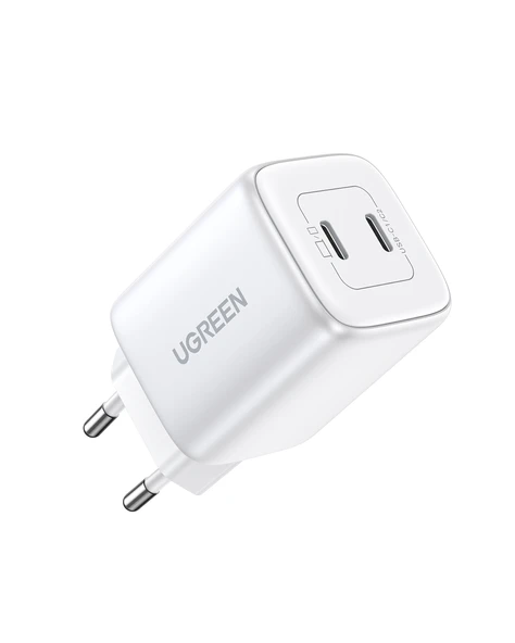 UGREEN Nexode 45W GaN Hızlı Şarj Cihazı USB-C QC PD 2xUSB-C, Beyaz, 15327