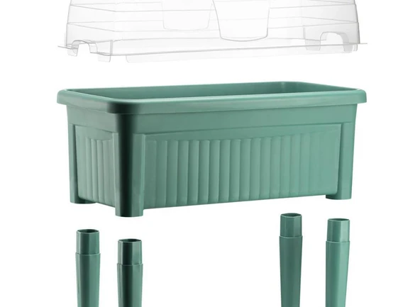 Omnipazar SO-ABS3 Fanuslu Ayaklı Bahçe Yetiştirme Saksı 60 lt Yeşil 3 Adet - Resim 2