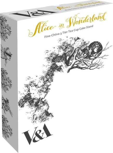 Mikasa x V&A Alice In Wonderland Porselen 3 Katlı Kek, Pasta Standı - Resim 2