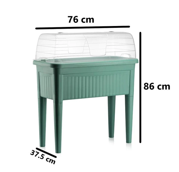 Omnipazar SO-ABS3 Fanuslu Ayaklı Bahçe Yetiştirme Saksı 60 lt Yeşil 3 Adet - Resim 3