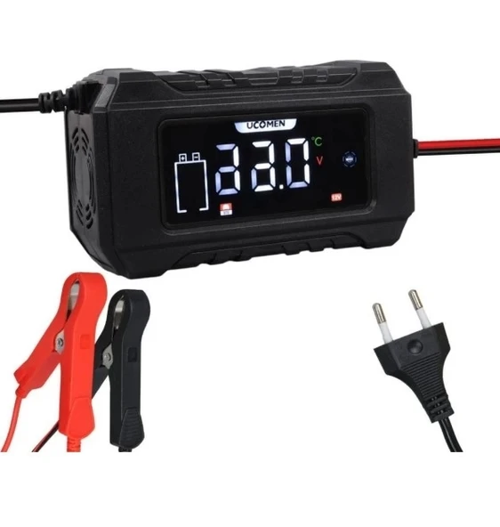 UCOMEN 12v Dc 6A Akıllı Akü Şarj Cihazı Dijital Ekran Aşırı Akım ve Akü Korumalı (12 Volt 6 Amper) - Resim 3