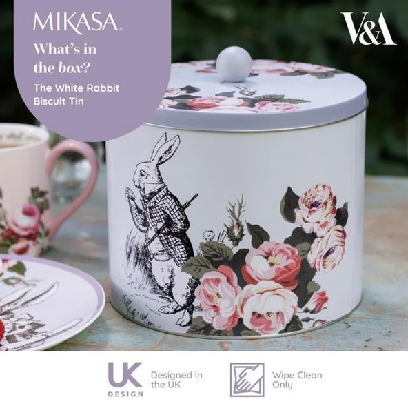 Mikasa x V&A Alice in Wonderland  Teneke Bisküvi Kutusu 18x15 - Resim 8