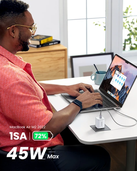 UGREEN Nexode 45W GaN Hızlı Şarj Cihazı USB-C QC PD 2xUSB-C, Beyaz, 15327 - 9