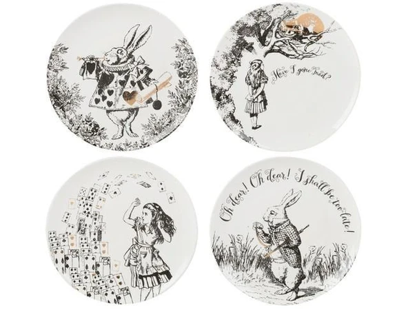 Mikasa x V&A Alice In Wonderland Porselen Fine China 21cm Pasta Tabak Seti 4lü ürün görseli