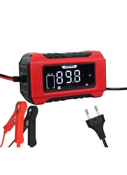 UCOMEN 12v Dc 6A Akıllı Akü Şarj Cihazı Dijital Ekran Aşırı Akım ve Akü Korumalı (12 Volt 6 Amper) - Resim 2