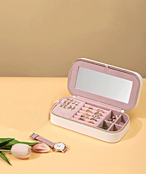 Mk-34 Gold Detaylı Premium Seri Takı Organizeri Lüks Takı Kutusu  - Mücevher Kutusu - 4