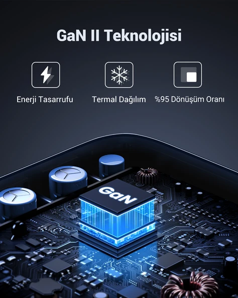 UGREEN Nexode 100W GaN Masaüsü Hızlı Şarj Cihazı USB-C QC PD 4 Portlu 3xUSB-C, 1xUSB-A, Gri, 90928 - 6