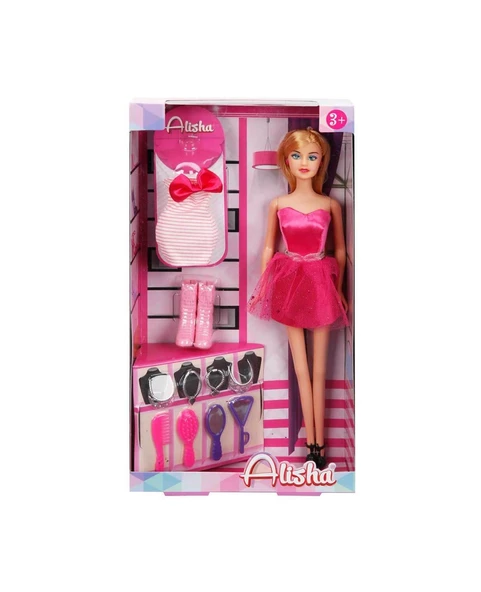 Alisha Gece Elbiseli Bebek Oyun Seti 14233 Koyu Pembe ürün görseli