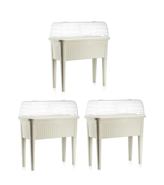 Omnipazar SO-ABS3 Fanuslu Ayaklı Bahçe Yetiştirme Saksı 60 lt Kirli Beyaz 3 Adet ürün görseli