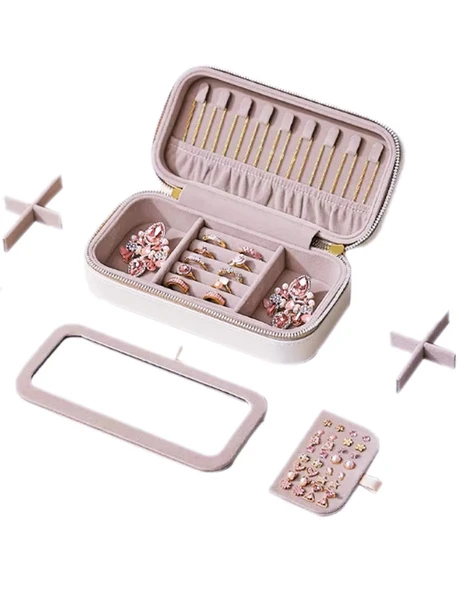 Mk-34 Gold Detaylı Premium Seri Takı Organizeri Lüks Takı Kutusu  - Mücevher Kutusu - 3