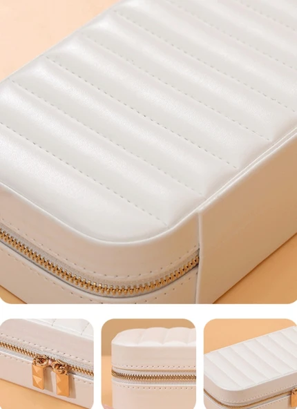 Mk-34 Gold Detaylı Premium Seri Takı Organizeri Lüks Takı Kutusu  - Mücevher Kutusu - 5