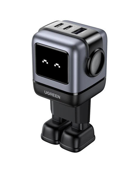 UGREEN Nexode Uno 65W Robot GaN Hızlı Şarj Cihazı 2xUSB-C, 1xUSB-A, Gri, 25685B - 2