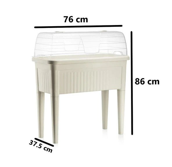 Omnipazar SO-ABS3 Fanuslu Ayaklı Bahçe Yetiştirme Saksı 60 lt Kirli Beyaz 3 Adet - Resim 3