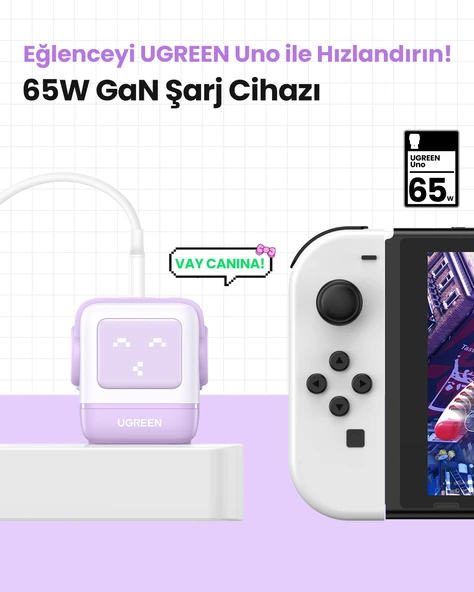 UGREEN Nexode Uno 65W Robot GaN Hızlı Şarj Cihazı, Mor, 35291 - 10