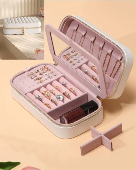 Mk-34 Gold Detaylı Premium Seri Takı Organizeri Lüks Takı Kutusu  - Mücevher Kutusu