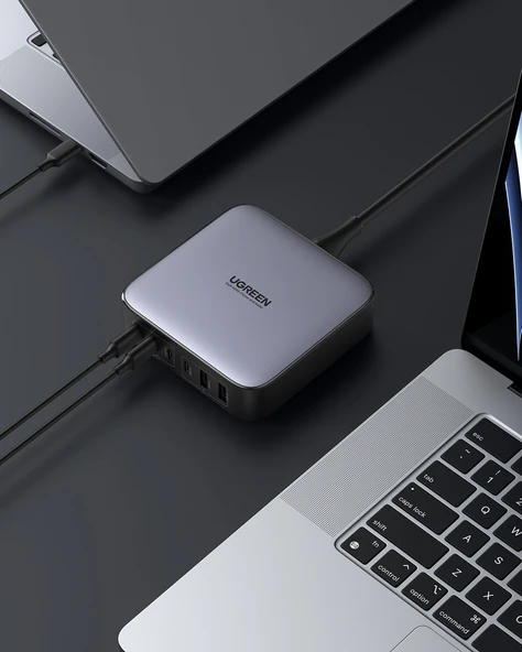 UGREEN Nexode 200W GaN II 6 Portlu Masaüstü Hızlı Şarj Cihazı İstasyonu 4xUSB-C, 2xUSB-A, Gri, 40914 - 8